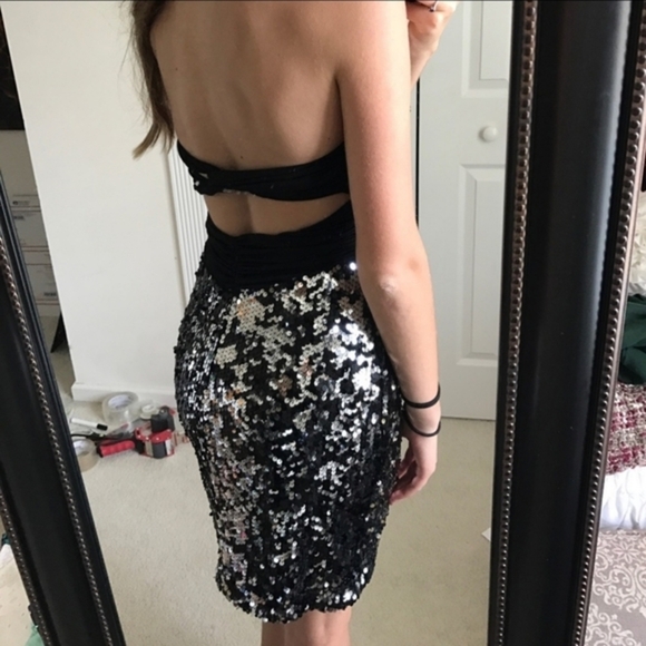 Speechless ✦ Silver & Black Sequin Strapless Dress ✦ Prom ✦ Party ✦ Sz S ✦ NWOT - Picture 5 of 9